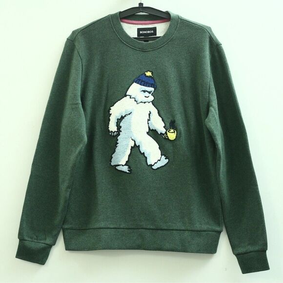 BONOBOS Critter Supersoft Fleece Crew Sweater Embroidered Long Sleeve S 283302 - Picture 4 of 9